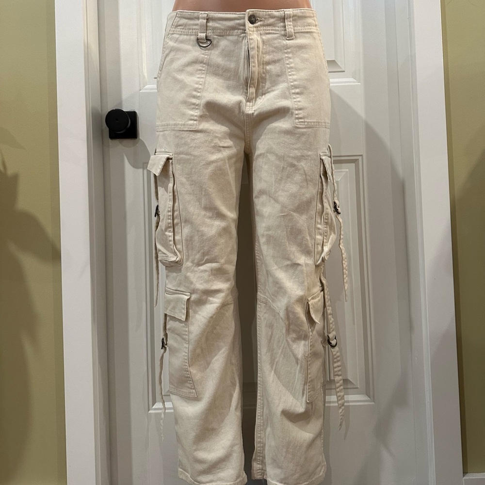 Refuge High Rise Cream Cargo Pants Women’s XL